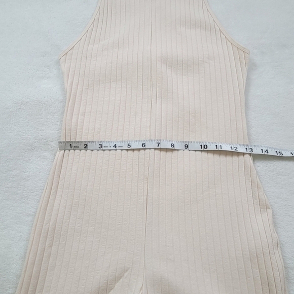 Zara Racerback Ribbed Knit Oatmeal Cream Colored Sleeveless Romper Cat Suit - Picture 7 of 10